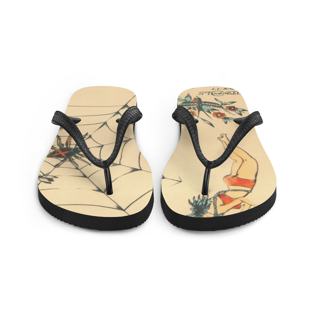 Tattoo Ole Flip-Flops with Spider design