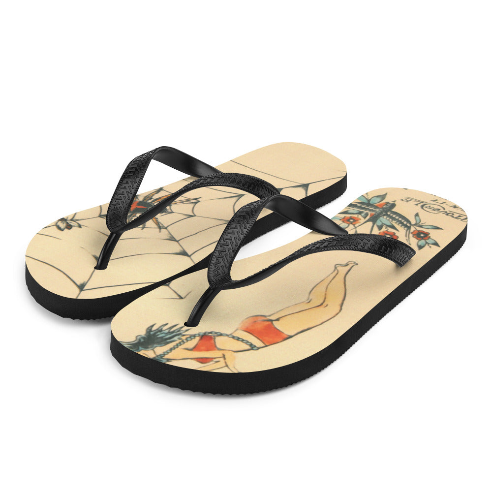 Tattoo Ole Flip-Flops with Spider design
