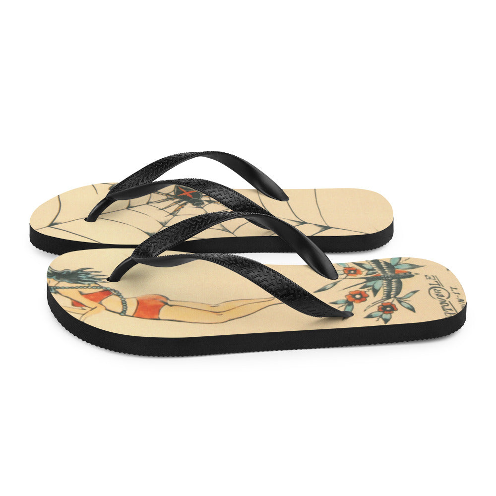 Tattoo Ole Flip-Flops with Spider design