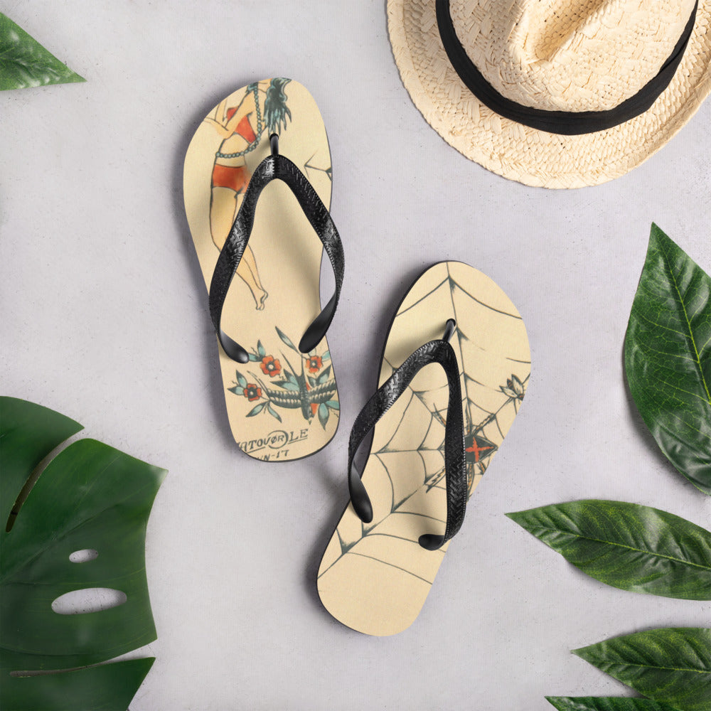 Tattoo Ole Flip-Flops with Spider design
