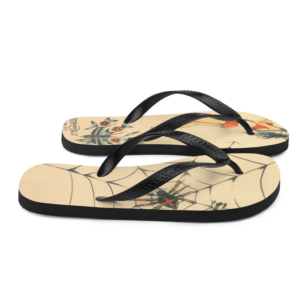 Tattoo Ole Flip-Flops with Spider design