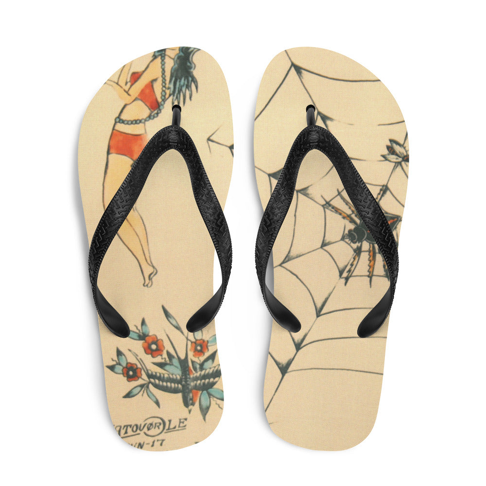 Tattoo Ole Flip-Flops with Spider design