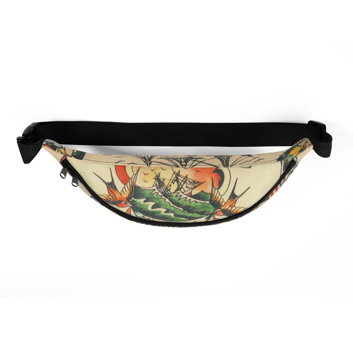 Fanny pack with unique ship design for safe keeping top